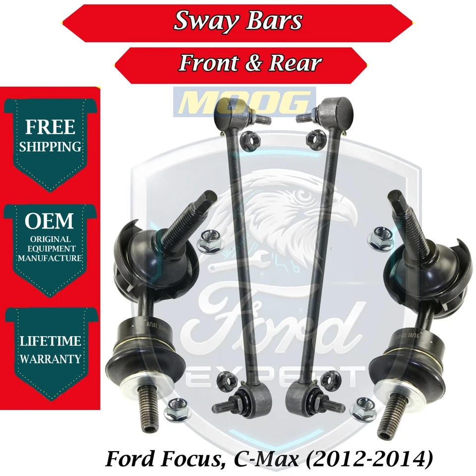 Barras estabilizadoras delanteras y traseras MOOG OEM para Ford Focus/C-MAX 2012-2014 10 años de garantía Foto 1 de 4