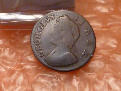 Farthing colonial original 1734 Jorge II fecha clara tiene detalle #2 Foto 1 de 3
