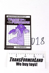 Flywheels Instructions Duocons 1987 Vintage Hasbro G1 Transformers Action Figure - Picture 1 of 1