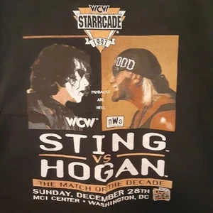 Maglietta Vintage 1997 WCW Sting Vs Hogan Starrcade Match Of The Decade Taglia 2XL - Foto 1 di 10