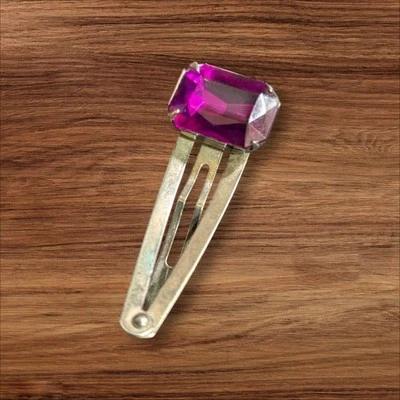 Pinza de pelo vintage de metal con gran acento de piedras preciosas púrpura Estate Retro Foto 1 de 4