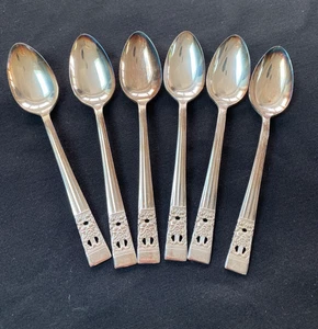 6 x Vintage Community Silver Plate Oneida Hampton Court Design Tea Spoons 13.5cm - Picture 1 of 4