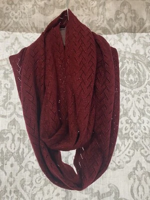 Bufanda Infinity Tejida Chevron Espiga Vacaciones Rojo Metálico Rosa OS Foto 1 de 4