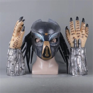 Predator Latex Mask Gloves Halloween Cosplay Costume Props Show Headgear Helmet - Picture 1 of 17