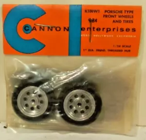 NOS CANNON PORSCHE TYPE 1/24 SLOT CAR FRONT WHEELS SET MINT IN BAG - Picture 1 of 3