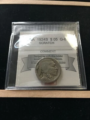 1924S  USA, Five Cent, Buffalo Nickel, Scratch  - Image 1 of 4
