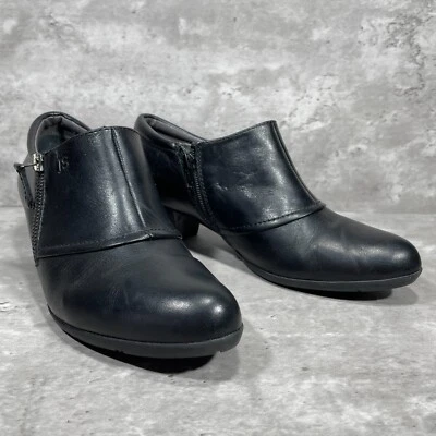 Josef Seibel Pumps Women's Size 8 Black Leather Double Zip Block Heeled EU 39 - Image 1 of 4