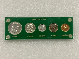 1963 UNITED STATES Proof 5 Coin Set in Green Holder ~~ NICE ~~ - Picture 1 of 5