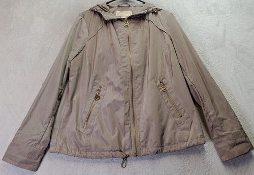 Giacca a vento Michael Kors donna marrone medio manica lunga con cappuccio zip intera