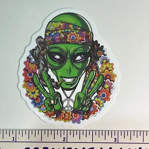 Psychedelic Peace Alien- Vinyl Sticker Decal Free Shipping & Tracking - Picture 1 of 2