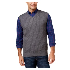 $50 Club Room Mens Cable Knit Pull Over Vest , Charcoal HTR , Size M - Picture 1 of 1