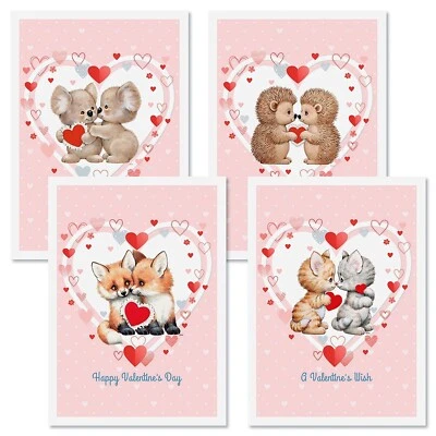 Juego (8) Adorables Tarjetas de San Valentín Morehead Charmers (4) Diseños 5x7" con Sobres Foto 1 de 4