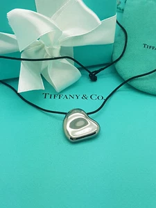 Tiffany & Co. Elsa Peretti Charcoal Ruthenium full Heart Pendant 32" Necklace - Picture 1 of 7