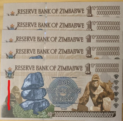 5 x One Yottalillion ZIM Banknotes ***READ CAREFULLY*** Cover