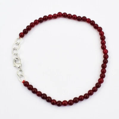 29.00 Cts Natural 7 Inches Long Red Ruby Round Shape Beads Bracelet JK 48E272 - Image 1 of 2