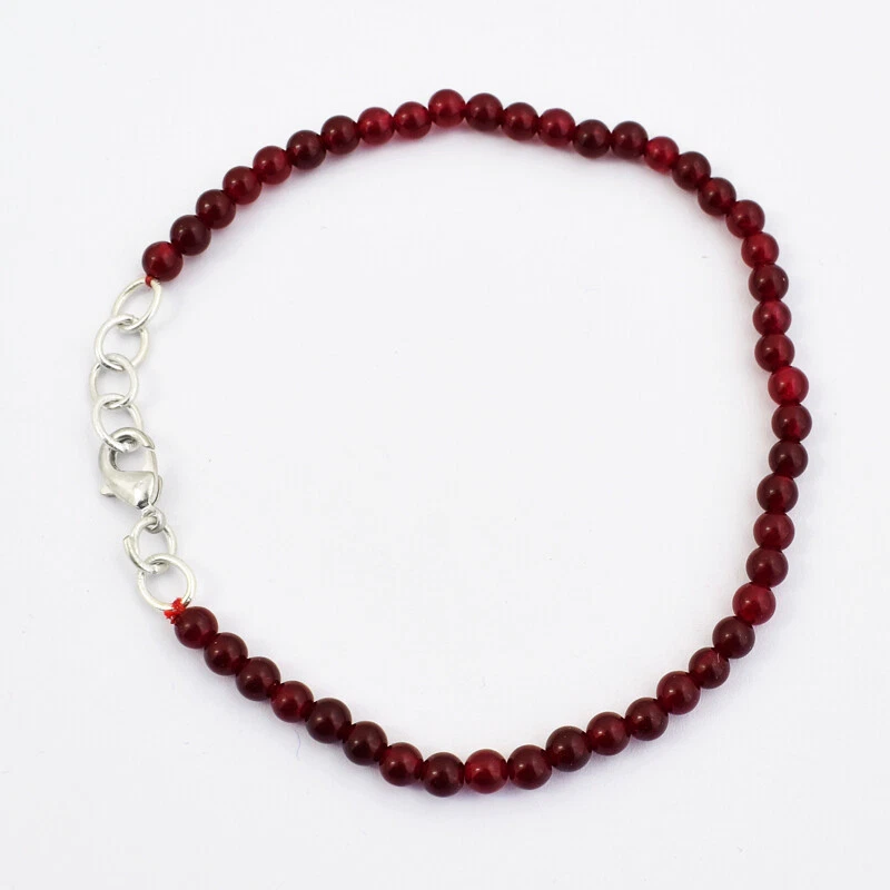 29.00 Cts Natural 7 Inches Long Red Ruby Round Shape Beads Bracelet JK 48E272 - Image 1 of 2