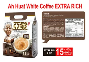 White Coffee Ah Huat Extra Rich Premium Premix Instant Coffee 15 Sachets - Picture 1 of 3