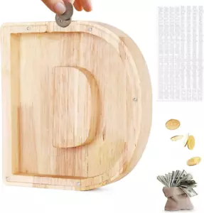 Alphabet D Wooden Letter Piggy Bank | Coin Bank for Boys, Girls, and Toddlers | - Picture 1 of 12