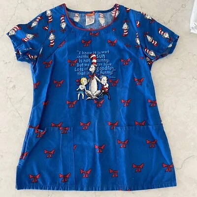 Dr. Seuss Scrub Top With Pockets Size XS Medical Nursing Veterinary - Image 1 of 4