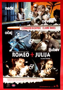 ROMEO + JULIA 1996 LEONARDO DI CAPRIO CLAIRE DANES EINZIGARTIGES EXYU FILMPLAKAT - Bild 1 von 1
