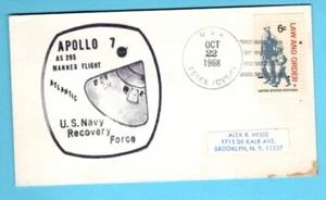Recuperación Apollo 7 (22/10/1968) PRS-USS ESSEX (CVS-9) envío caché - Imagen 1 de 1