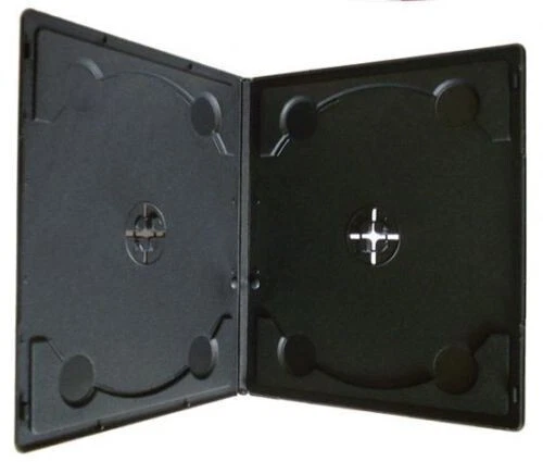 UC MEDIA 100 x DOUBLE Black Half Size Slim 10mm Plastic Holds 2 Discs DVD Storage Cases