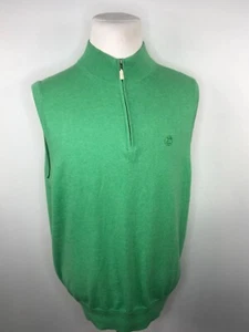 Peter Millar Cotton Cashmere Blend Green Half Zip Sleeveless Vest Men's L EUC - Picture 1 of 9