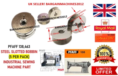 PFAFF 138,463 STEEL SLOTTED BOBBIN (5 PER PACK) INDUSTRIAL SEWING MACHINE PART  - Image 1 of 4