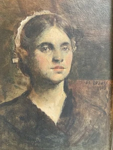 Schönes Ölgemälde auf Karton 1903 Portrait Frau Pierre Alexis LESAGE alt - Bild 1 von 10