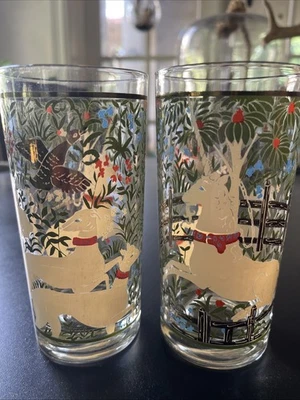 Vintage Cera Glass Company Hunt Of The Unicorn Highball Glasses MCM Set Of 2 - Image 1 of 4