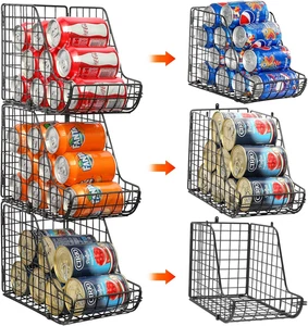 Organizzatore di Lattine Impilabili per Dispensa 3Confezioni,Contenitori Dispenser in Piede,Metallo W - Foto 1 di 8