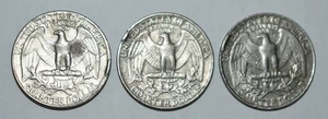 180c. 3 X WASHINGTON QUARTER ERRORS 1967, 1983 P, 1987 P, ALL WITH CUD ERROR REV - Picture 1 of 2