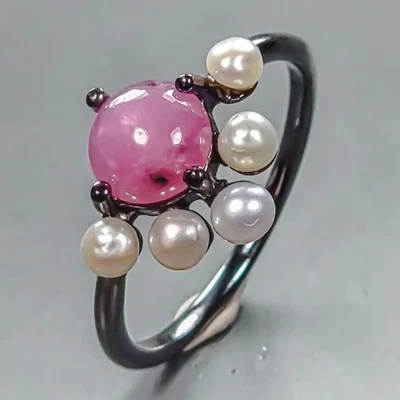 Fine Art Unique Ruby Ring 925 Sterling Silver Size 7.5 /R445071 - Image 1 of 4