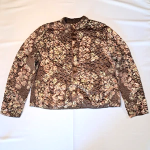 Ruby Rd. Brown Floral Jacket Polyester Full Zip Womens Size XL - Picture 1 of 9