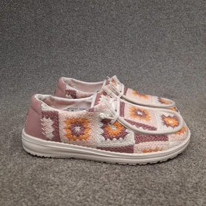 Hey Dude Wendy Cottage Crochet Flower Women’s Shoes Loafer Pink Size 9 Slip On - Picture 1 of 12
