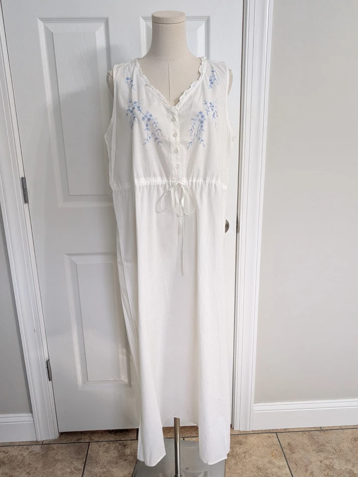 Camisón De Colección Gilligan O'malley Blanco Algodón Cottagecore Grandmacore Talla XL Foto 1 de 4