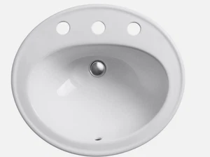 NEW Kohler K-2196-8-0 Pennington Vitreous China Drop-In Oval White Bathroom Sink - Picture 1 of 8