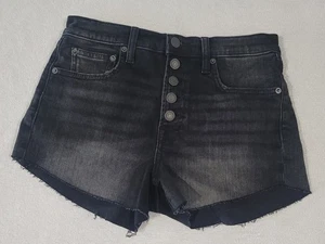 GAP Women’s Shorts Size 2 / 26R Girlfriend High Rise 4" Black Denim Raw Hem EC - Picture 1 of 4