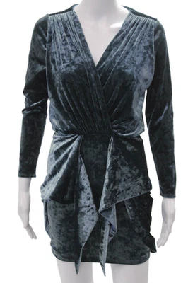 Mini vestido envolvente gris oscuro con cuello en V manga larga talla XS de Misa para mujer Foto 1 de 4