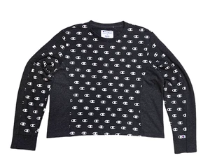 Champion X7520 Mujer Tejido Inverso Allover C Logo Crew Sudadera, Negra, L - Imagen 1 de 4