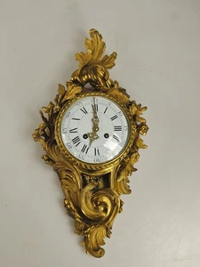 Antique Gilt Bronze Baroque Cartel Wall Clock - Picture 1 of 22