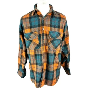 Vintage Burton Shirt Long Sleeve Orange Medium Oversized Grunge Shirt Check M - Picture 1 of 17
