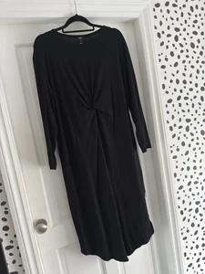 River Island Black Long Sleeve T-shirt Dress With Twisted Front Detail Size 14 - Picture 1 of 4
