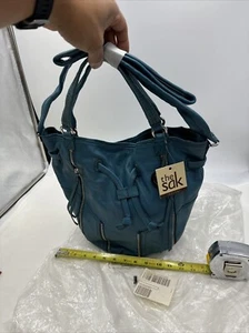 SAK Madera HOBO BUCKET LEATHER DRAWSTRING CROSSBODY SATCHEL PURSE BAG Turquoise - Picture 1 of 14