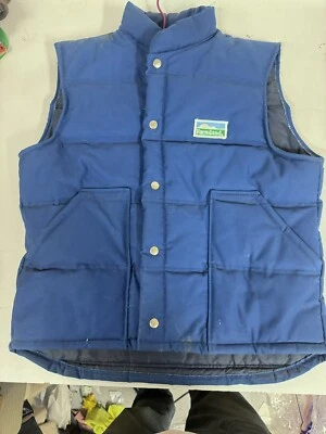 VTG Farmland Unitog Farmer Blue Nylon Puffer Vest Snap Size L Union Made BLH - Imagem 1 de 4