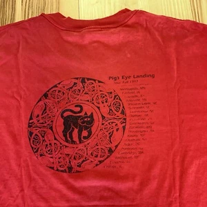 Pigs Eye Landing Vintage 90s Herren XL rot Shirt Band Tee One Eyed Cat 1997 - Bild 1 von 11