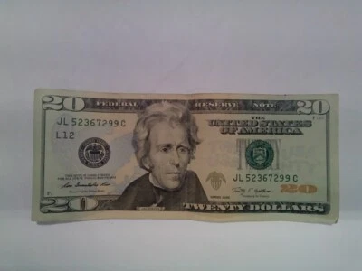 2009 A 20 Dollar Bill With Ink Bleed On Back / U.S. Currency 20 Dollars. - Image 1 of 4