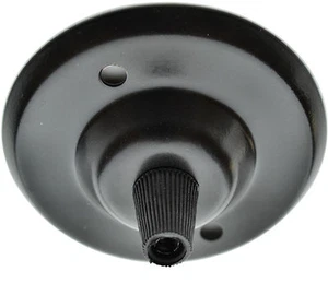 Deckenrosette im Deko-Stil 75 mm Durchmesser mit Kordelgriff in mattschwarzer Ausführung - Bild 1 von 5