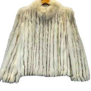 Saga Fox Blaufuchs Echtfell Finnland elfenbein creme weich Luxus glamouröse Jacke Gr. L - Bild 1 von 11