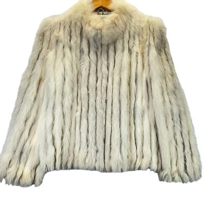 Saga Fox Blue Fox Real Fur Finland Ivory Cream Soft Luxury Glamorous Jacket Sz L - Image 1 of 4
